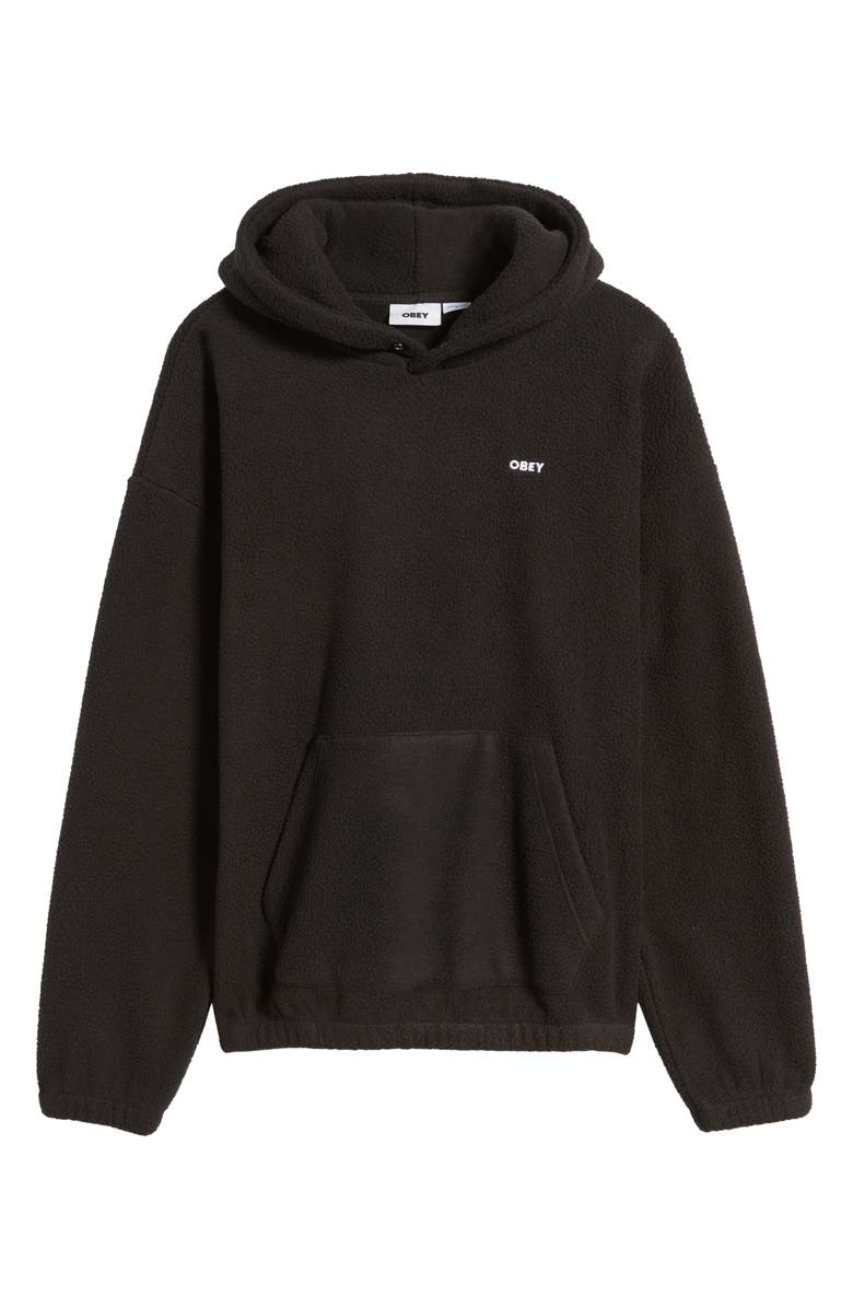 Obey Polar Fleece Hoodie, Alternate, color, Black