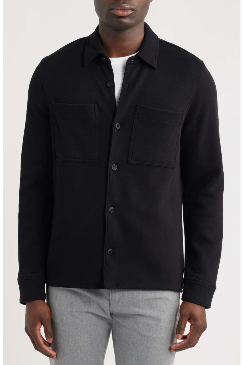 French Rib Shirt Jacket, Alternate, color, BLACK