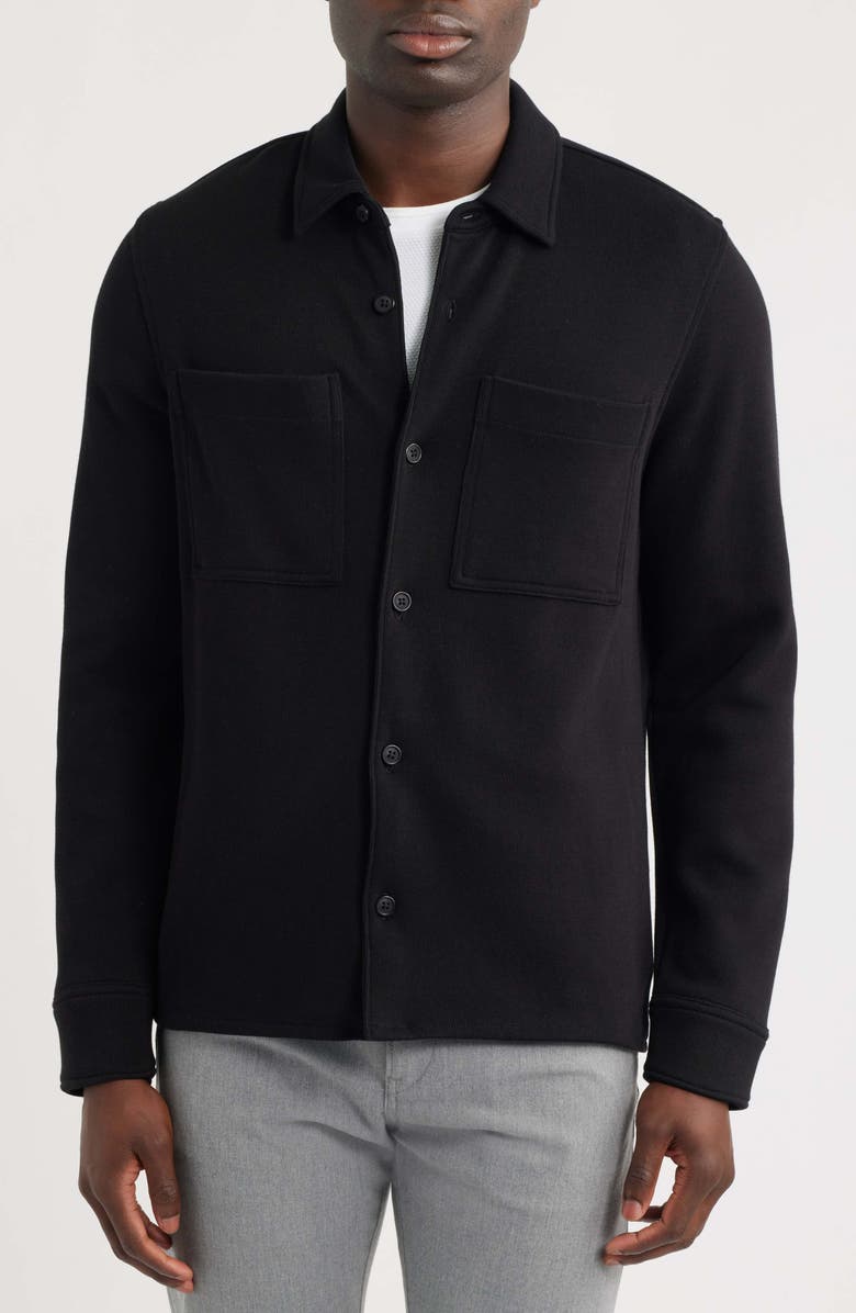 Vince French Rib Shirt Jacket, Alternate, color, Black