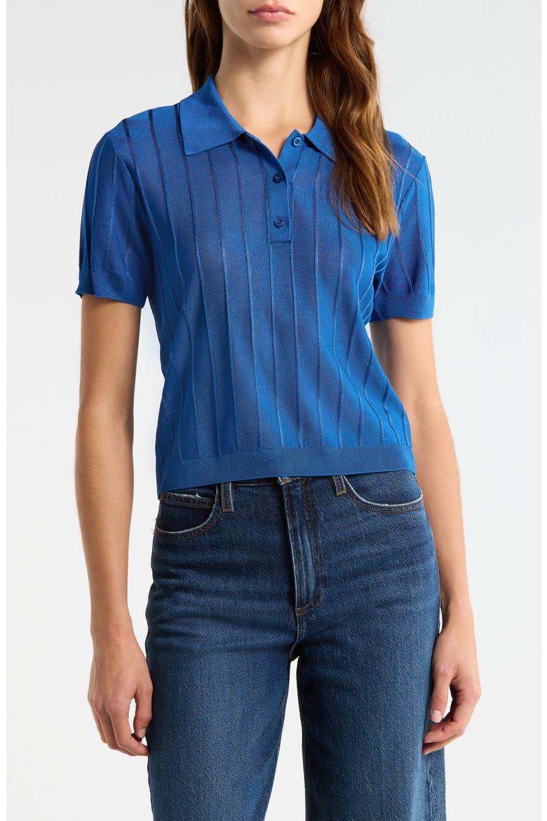 The Ribbed Polo Knit Top, Main, color, ROYAL BLUE