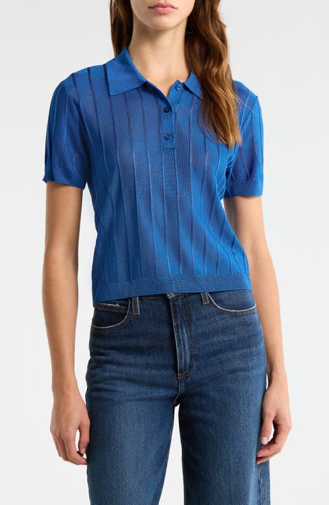 The Ribbed Polo Knit Top