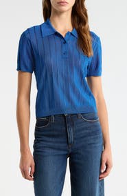 FRAME The Ribbed Polo Knit Top