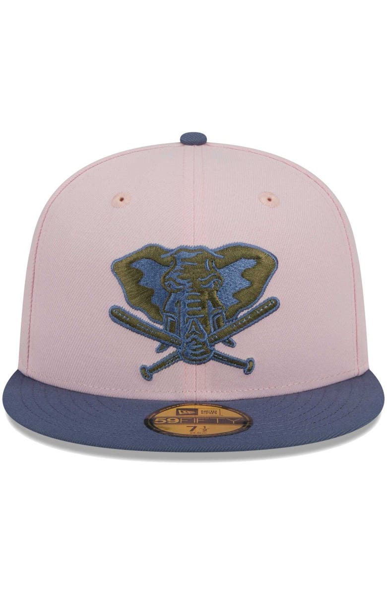 New Era Men's New Era Pink/Blue Oakland Athletics Olive Undervisor 59FIFTY Fitted Hat, Alternate, color,