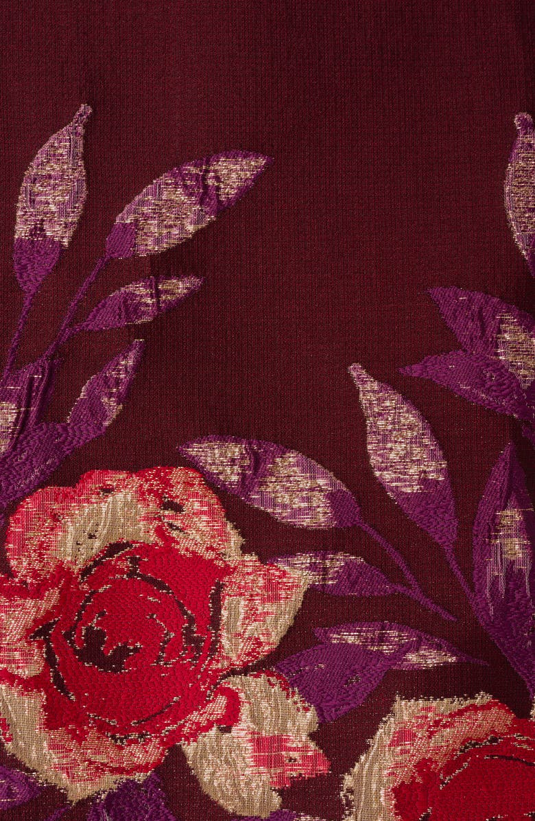 Adrianna Papell Pleated Jacquard Cocktail Dress, Alternate, color, Plum Multi