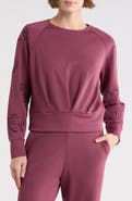 T Tahari Rose Embroidered Scuba Knit Crewneck Top