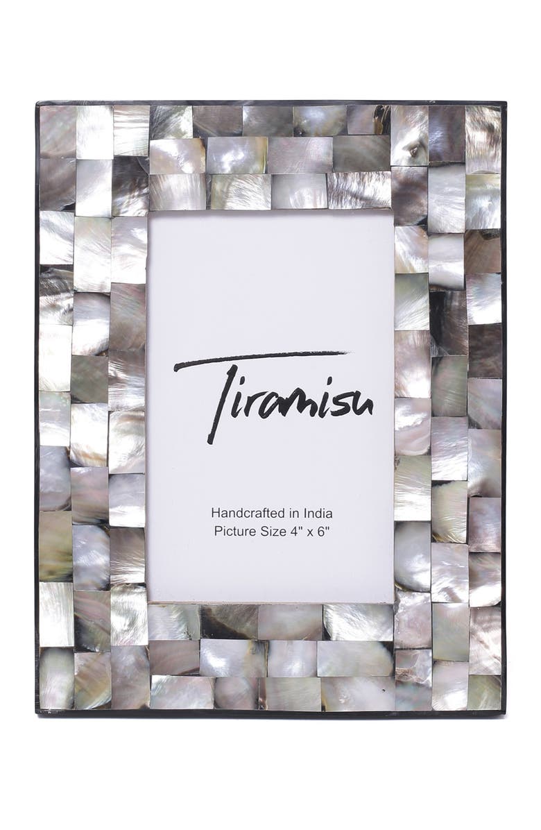 Tiramisu Mother-of-Pearl Picture Frame - Stack Bond Pattern, Alternate, color, Grey