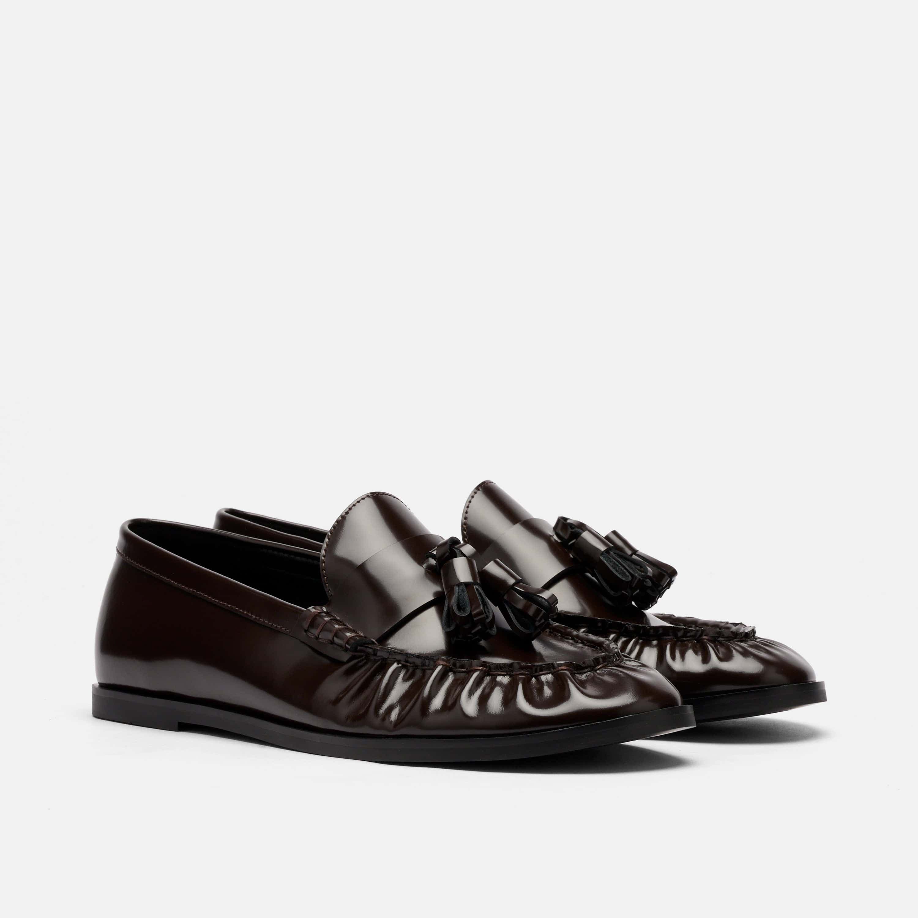 MARC NOLAN Morgan Patent Leather Tassel Loafers, Alternate, color, Dark Cherry