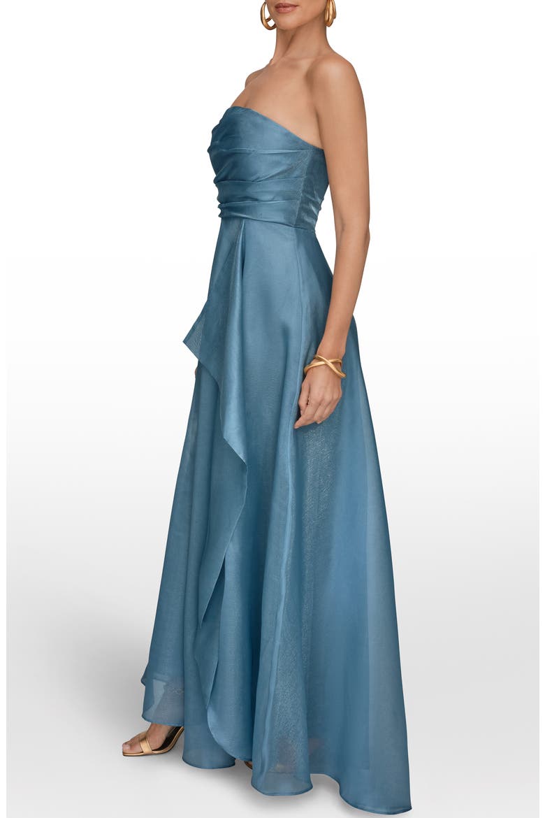 Strapless Ruffle Gown, Alternate, color, WASHED INDIGO