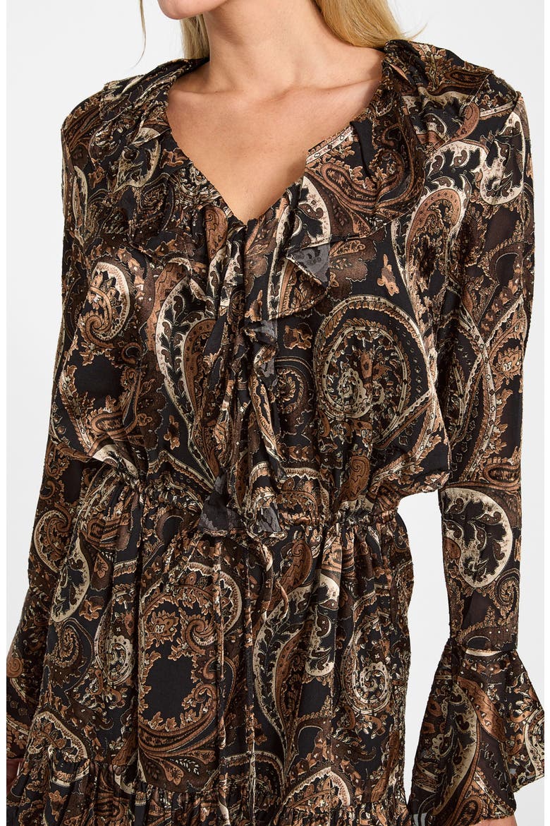 Sana Paisley Long Sleeve Minidress, Alternate, color, BEIGE MULTI