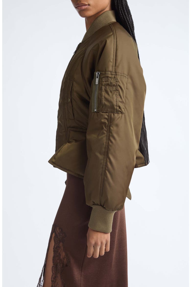 Nylon Signature Bomber Jacket, Alternate, color, A90 OLIVE