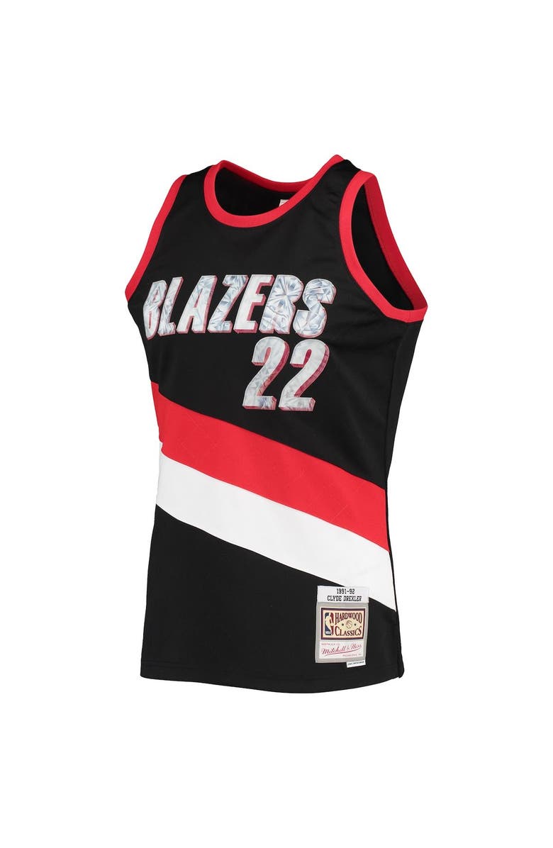 Mitchell & Ness Men's Mitchell & Ness Clyde Drexler Black Portland Trail Blazers 1991/92 Hardwood Classics NBA 75th Anniversary Diamond Swingman Jersey, Alternate, color, 