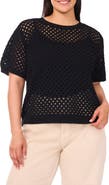 Vince Camuto Open Stitch Short Sleeve Sweater