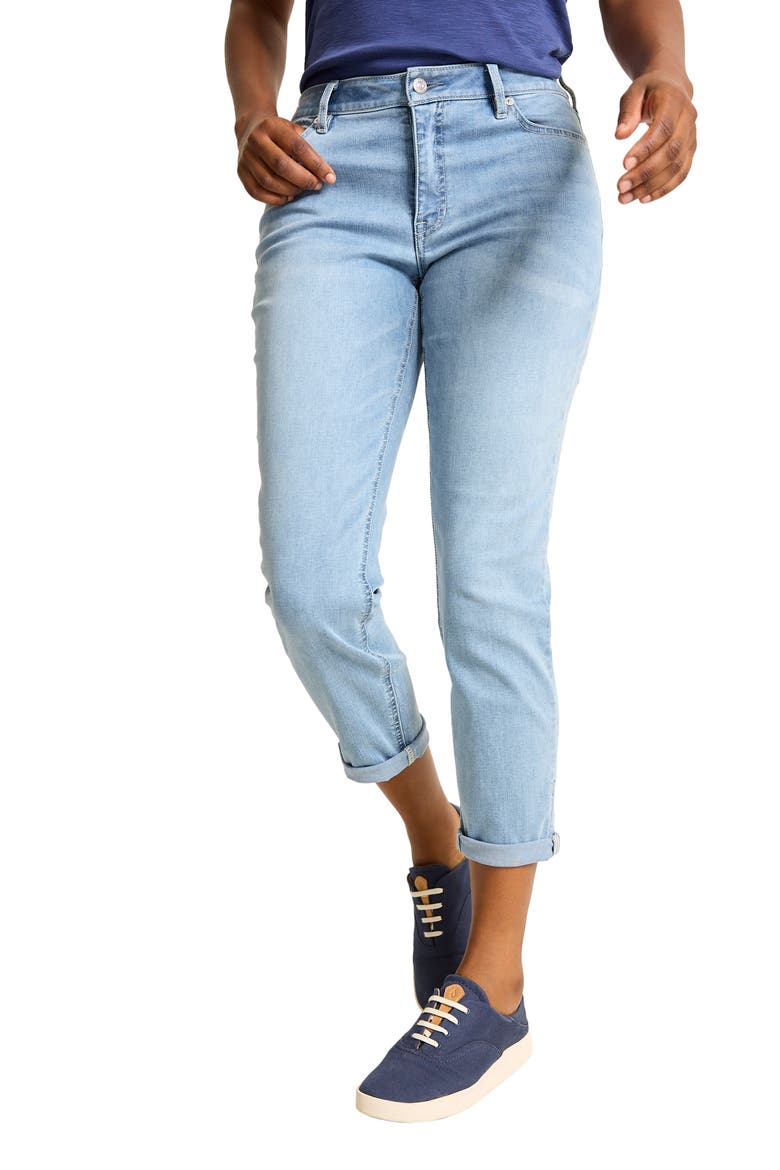Mid Rise Slim Fit Crop Boyfriend Jeans, Main, color, LIGHT BRIGHT BLUE WASH