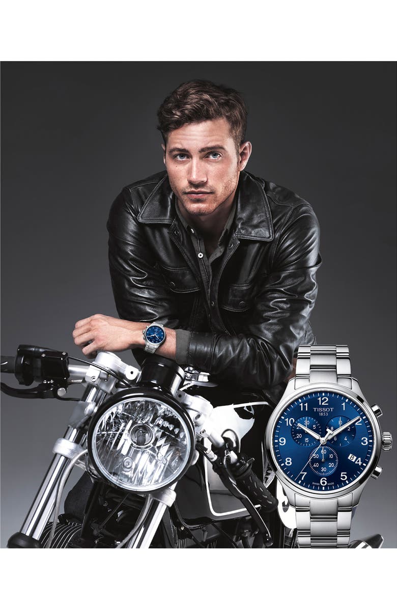 Tissot Chrono XL Collection Chronograph Bracelet Watch, 45mm, Alternate, color, Silver/ Blue/ Silver