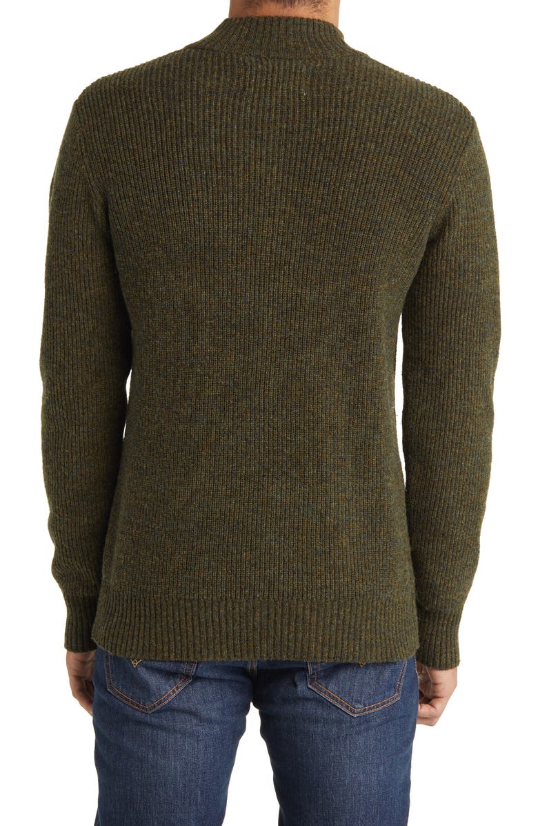 Schott NYC Half Zip Rib Wool Blend Sweater, Alternate, color, Moss