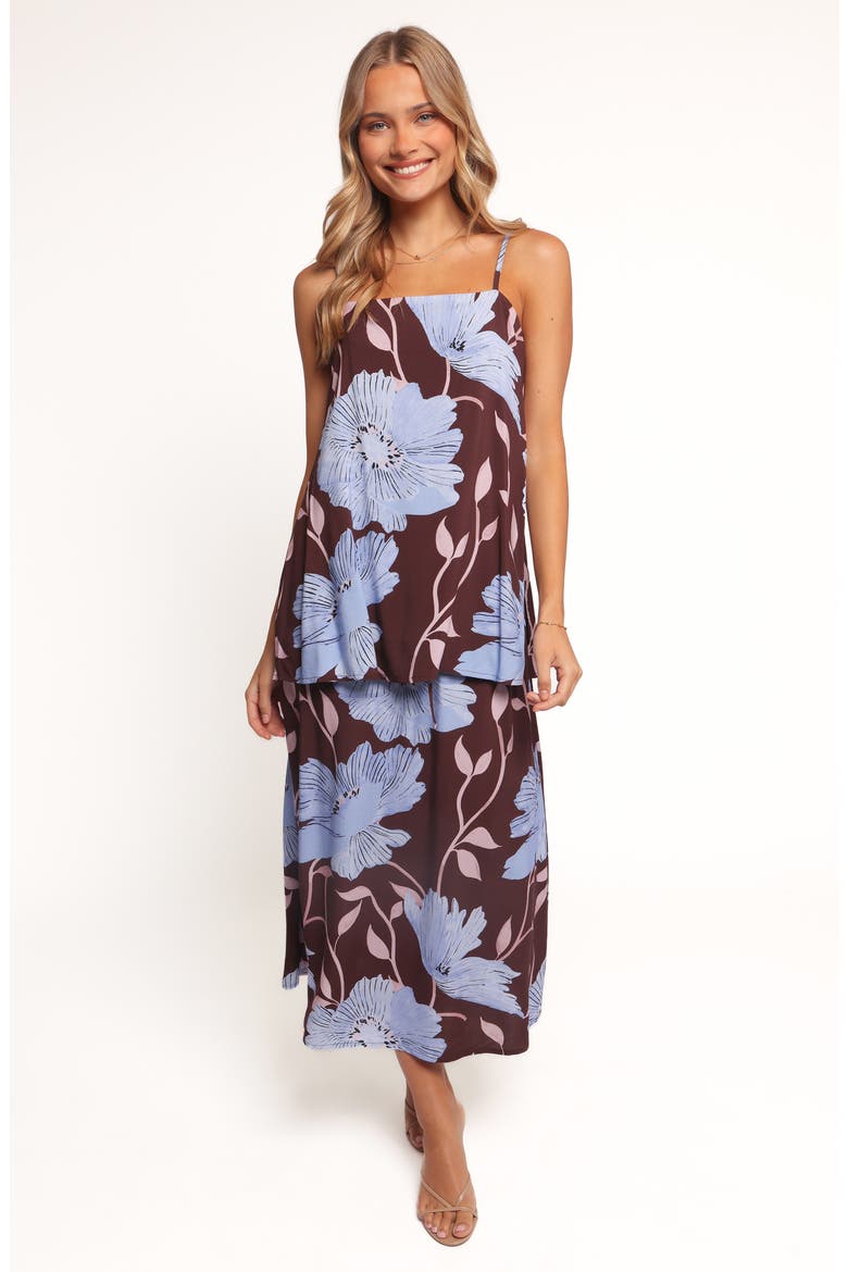 Angie Floral Midi Skirt, Alternate, color, BLUE POPPIES