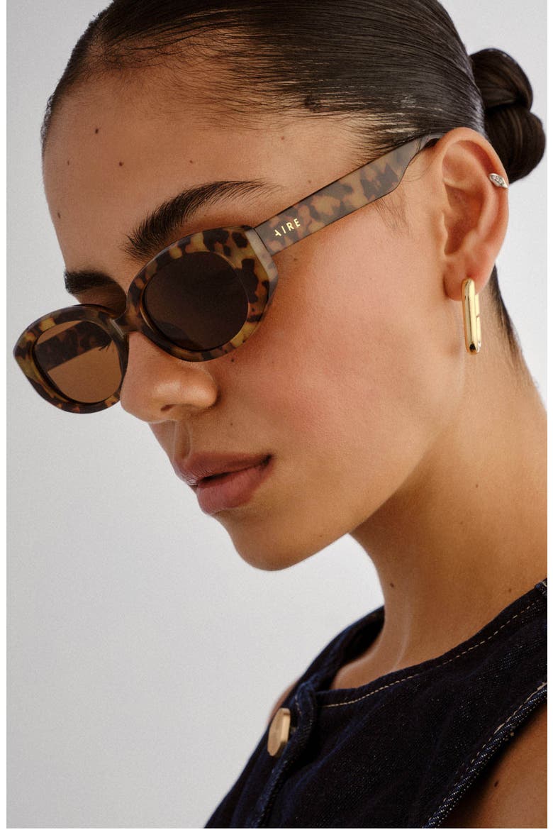 Affinity 52mm Oval Sunglasses, Alternate, color, MOTTLED TORT / BROWN MONO