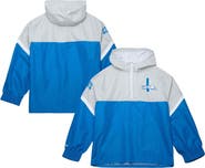 Mitchell & Ness Men's Mitchell & Ness Silver/Blue Detroit Lions Tie Breaker Vintage Logo Lightweight Anorak Half-Zip Windbreaker