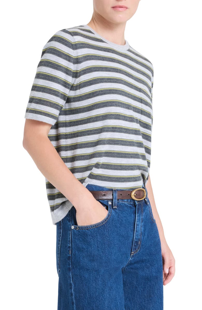 TWP Stripe Cashmere Pocket T-Shirt, Alternate, color, Beetle Multi