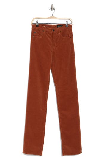 Shop Ag Alexxis High Waist Extended Straight Leg Corduroy Pants In Canyon Rock
