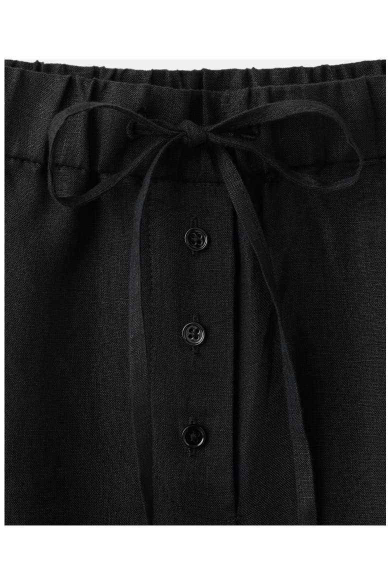 Wide Leg Button Detail Linen Pants, Alternate, color, BLACK