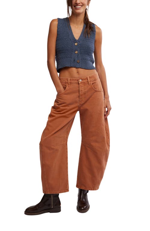 Shop Free People Good Luck Mid Rise Barrel Leg Jeans In Ginger Root