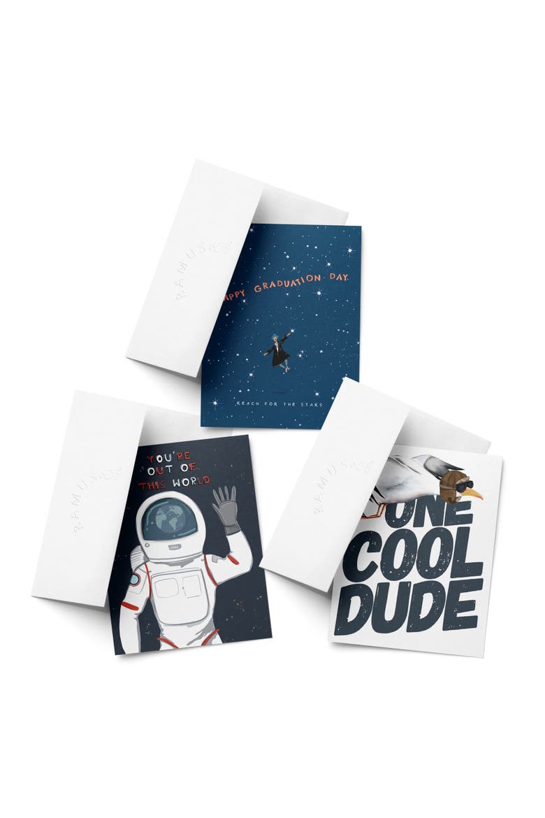 Celebration/Graduation Greeting Card Pack Sets (3 ct, Assorted) Stars Graduation, Out Of This World, One Cool Dude, Main, color, Multi-Pack
