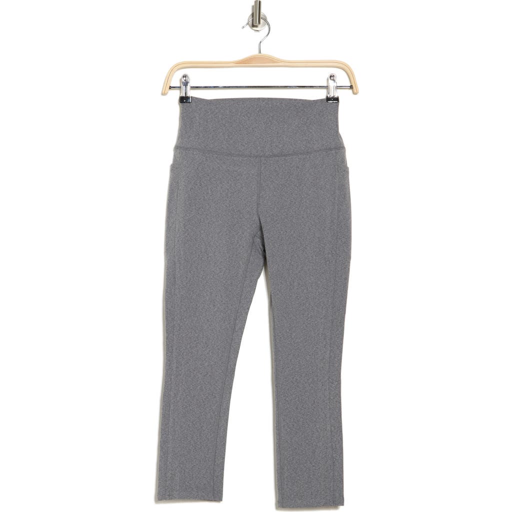 Rbx Space Dye Peached Pocket Capri Leggings In Charcoal