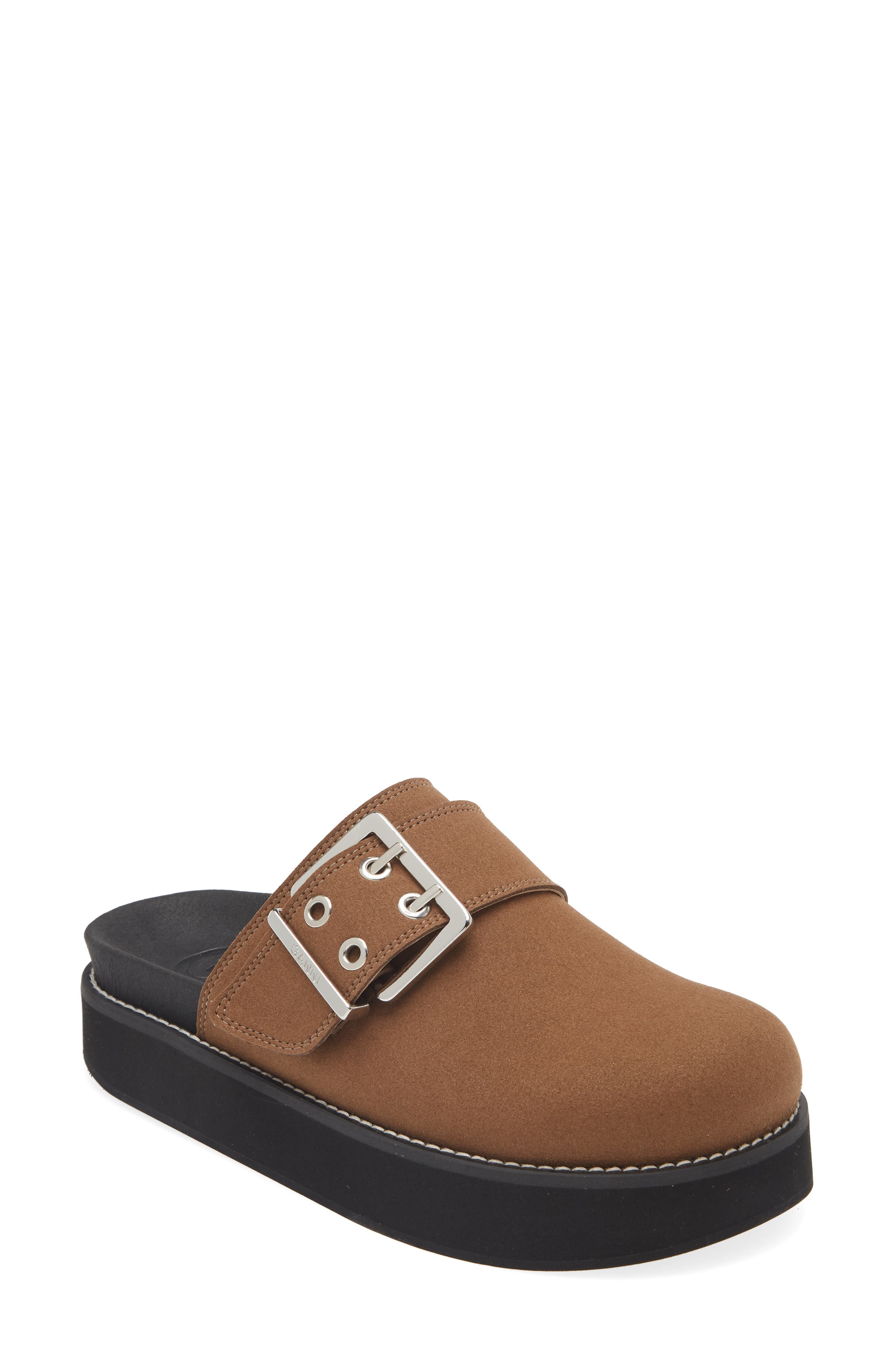 Ganni Buckle Platform Clog, Main, color, 