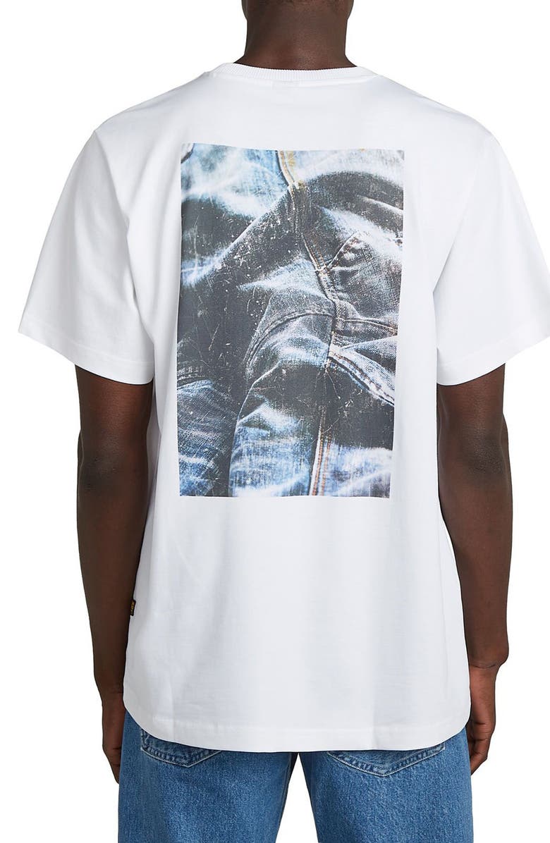 G-STAR Photo Print Organic Cotton Graphic T-Shirt, Alternate, color, White Knee Patch