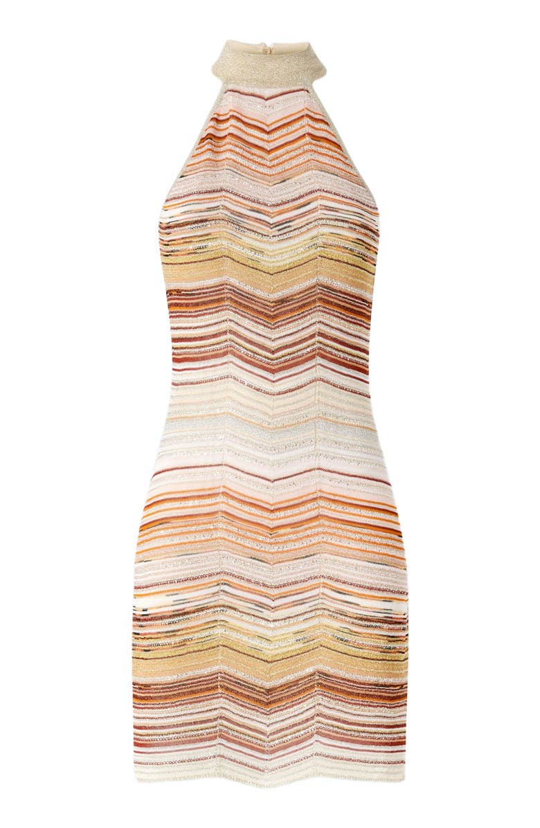 Missoni Short Sleeveless Chevron Lamé Dress With Sequins And Halter Neckline, Alternate, color, Red Multicoloured