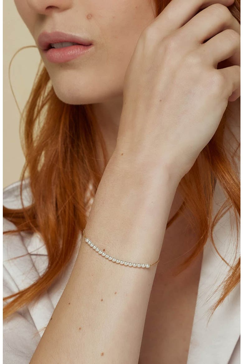 Sterling Silver 18k Gold Plated Rosalie Pearl Bracelet Minimalist Trendy, Alternate, color, Gold