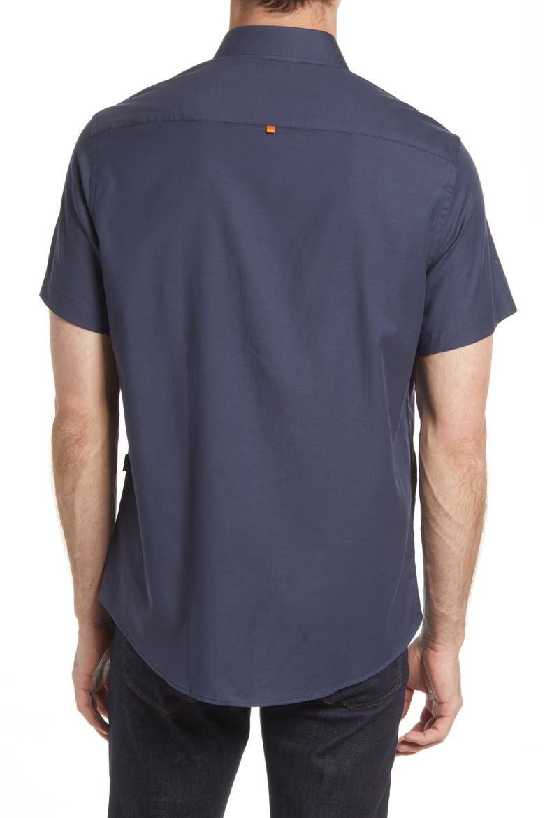Men's Stretch Short Sleeve Button-Up Shirt, Alternate, color, NAVY