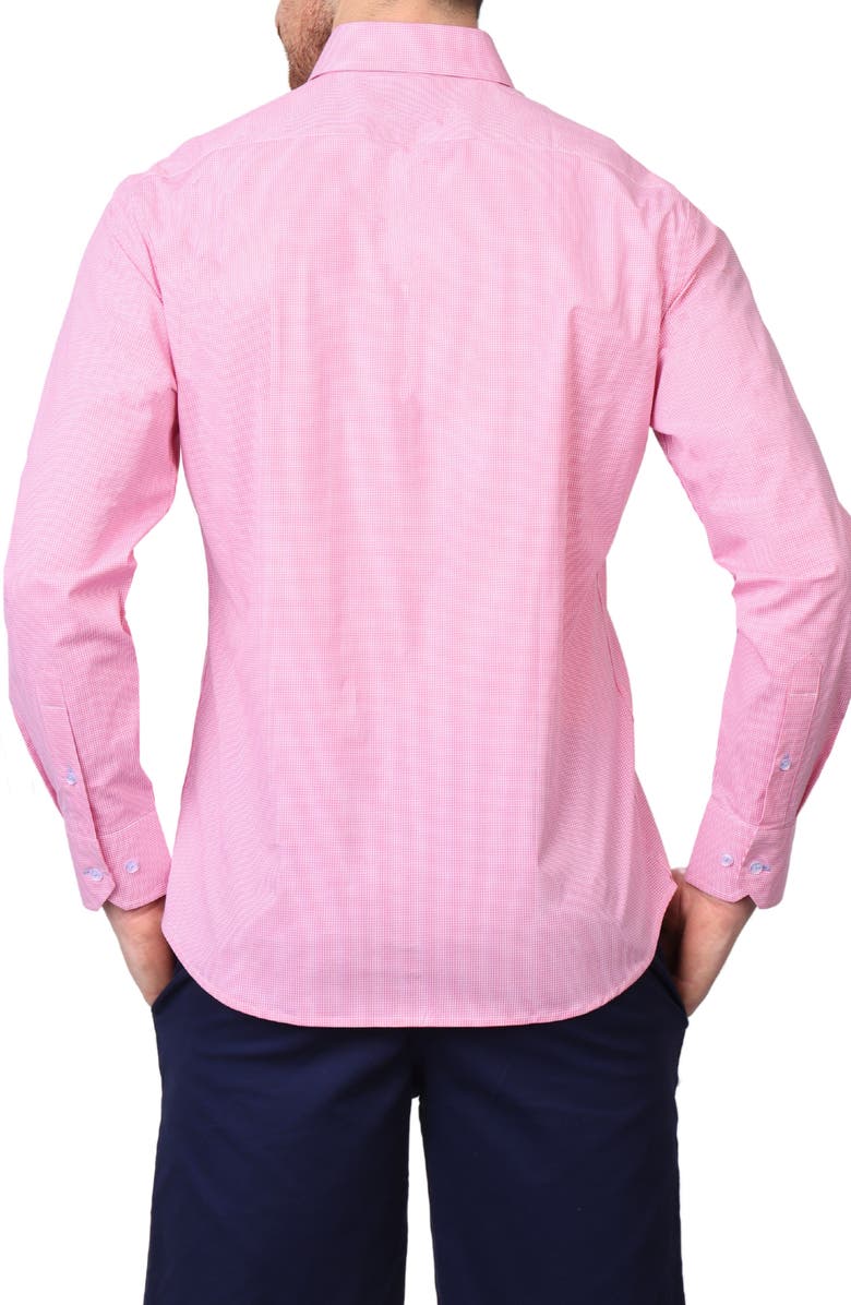 TailorByrd Micro Gingham Stretch Cotton Button-Up Shirt, Alternate, color, Rose Pink