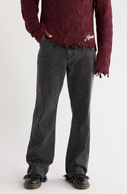 Dart Five-Pocket Fray Hem Jeans