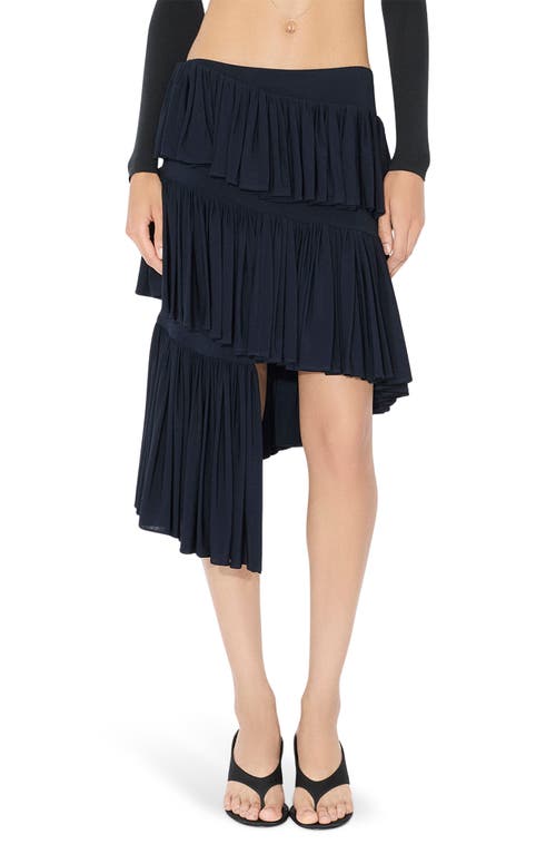 Alaïa Womens Minuit Ruffled High-waist Knitted Maxi Skirt In Marine Fonce