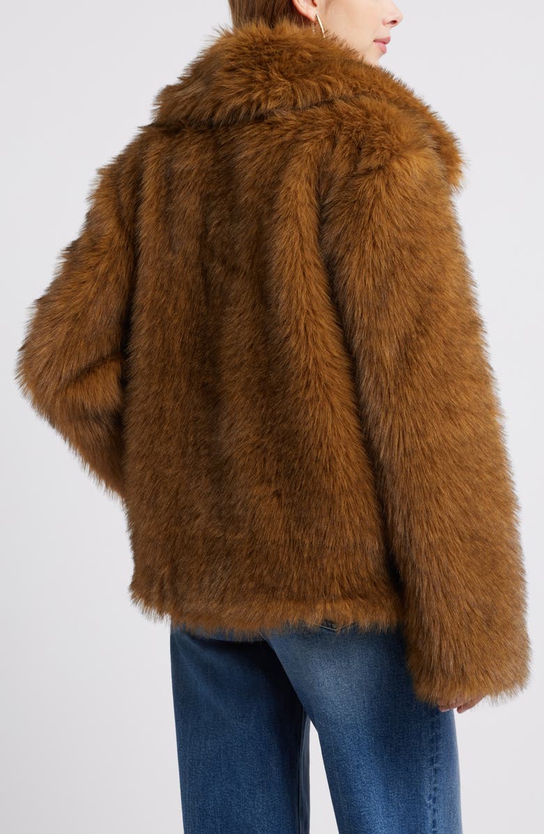 Open Edit Faux Fur Coat, Alternate, color, Brown Chestnut