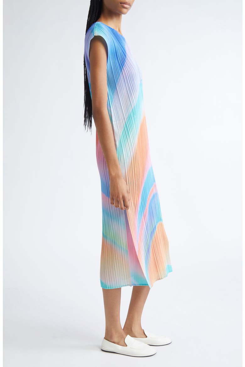 pleats pleats dress Pleats Please Issey Miyake Fabric Pleated Dress, Batwing Sleeve Dress with Slit