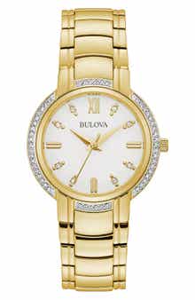BULOVA Women's Crystal Bracelet Watch, 32.5mm