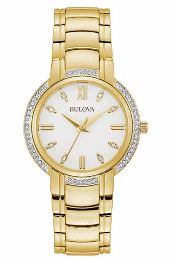 BULOVA Women's Crystal Bracelet Watch, 32.5mm