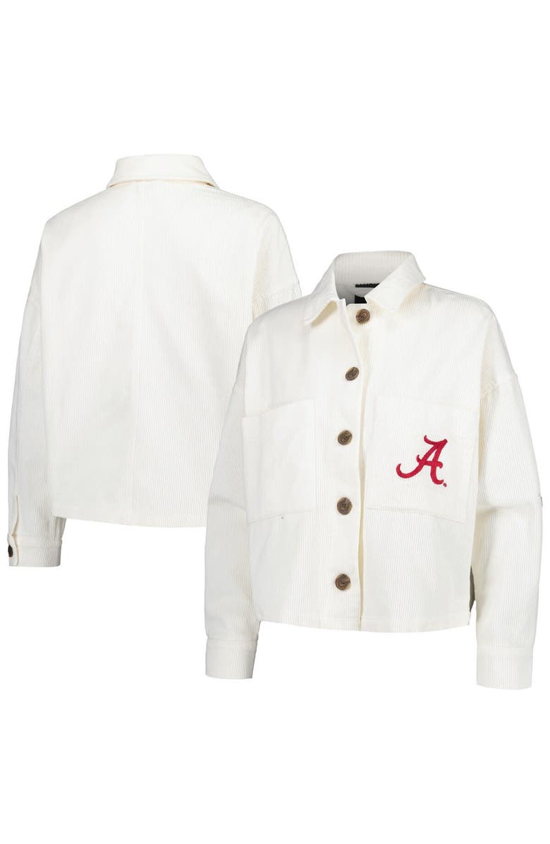 Hype and Vice Women's Hype and Vice White Alabama Crimson Tide Corduroy Button-Up Jacket, Alternate, color, White