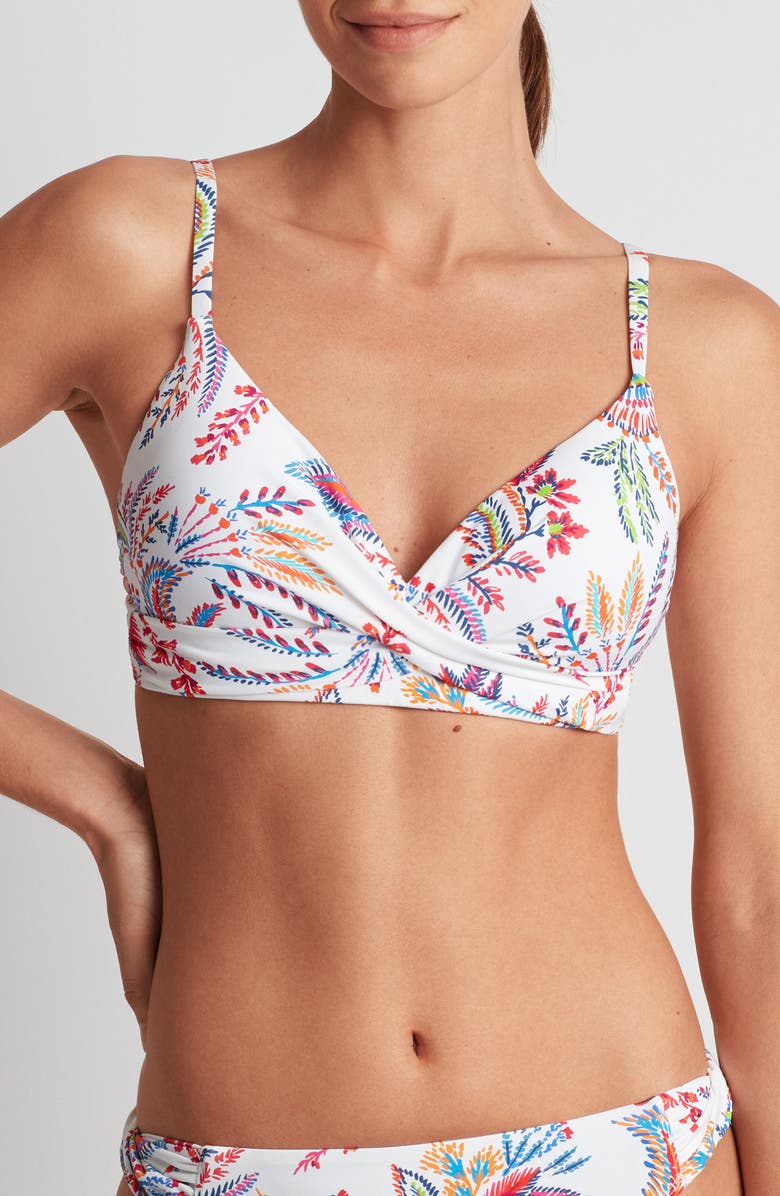 Lauren Ralph Lauren Underwire Twist Front Bikini Top, Main, color, White Multi