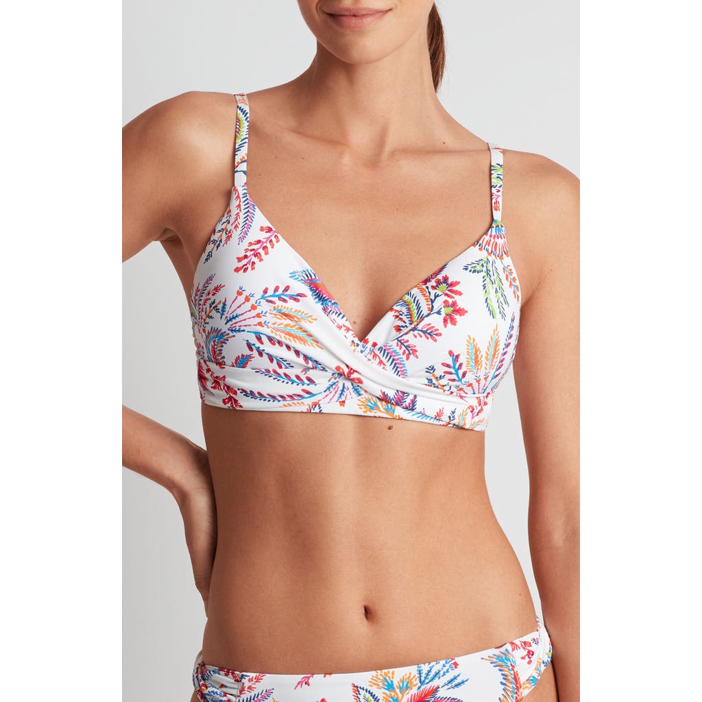 Ralph Lauren Womens Printed Twist Front Underwire Bikini Top Twist Side Hipster Bikini Bottoms In White