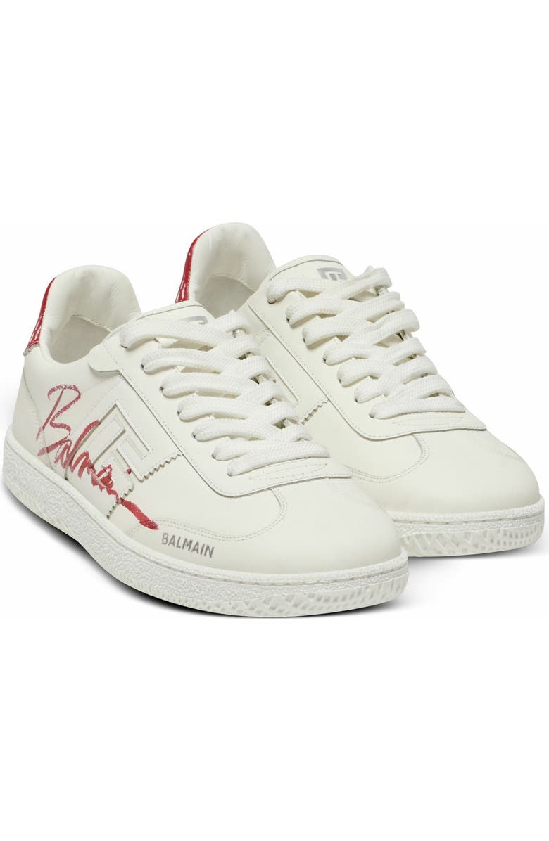 Balmain Leather Balmain Swan Lipstick Trainers, Alternate, color,