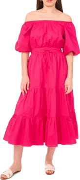 Vince Camuto Off the Shoulder Tiered Maxi Dress