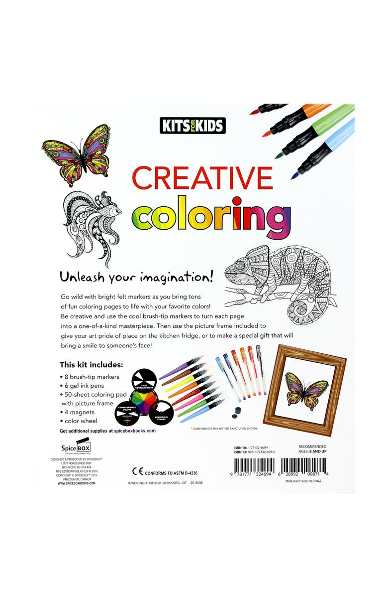Kits For Kids Spicebox Kits For Kids Creative Coloring, 50 Pages, Arts & Crafts, 14Pc, Kids, Alternate, color, Multicolored