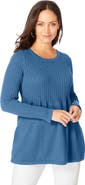 Jessica London Ribbed Baby Doll Tunic Sweater
