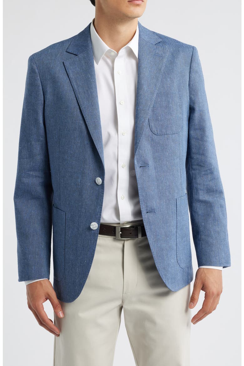 Slub Linen & Wool Twill Sport Coat, Main, color, NAVY HAVANA CHAMBRAY