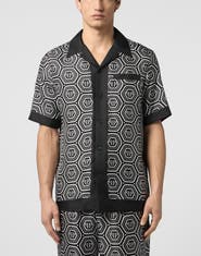PHILIPP PLEIN Silk Bowling Shirt Monogram 70'S Men
