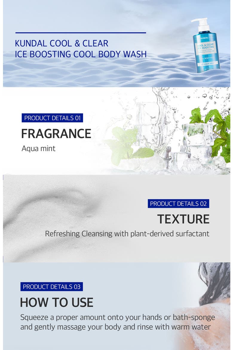 Cool & Clear Ice Boosting Body Wash - Aqua Mint, Alternate, color, 500ml